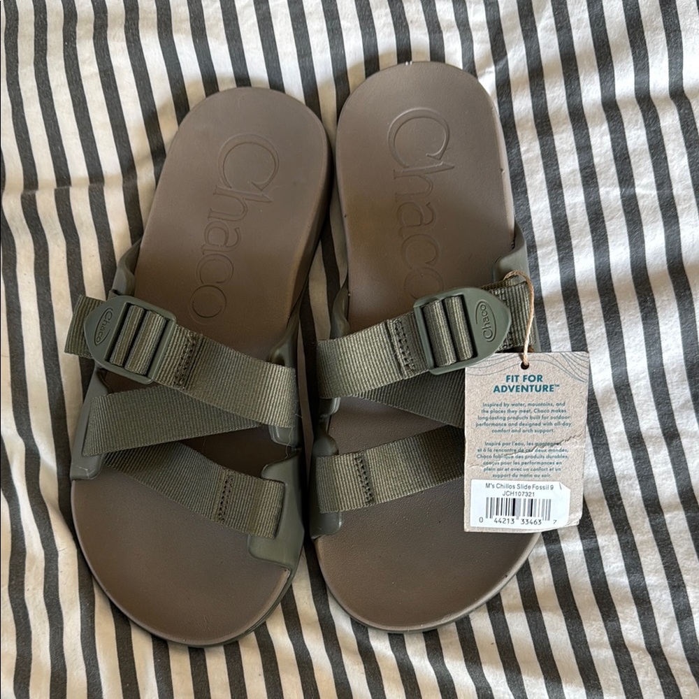 Chaco Men’s Chillo Slides - Gray Sandals - NWT Size 9 Fossil